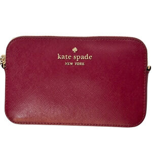 Kate Spade Double Zip Cameron Crossbody Saffiano Leather Blackberry